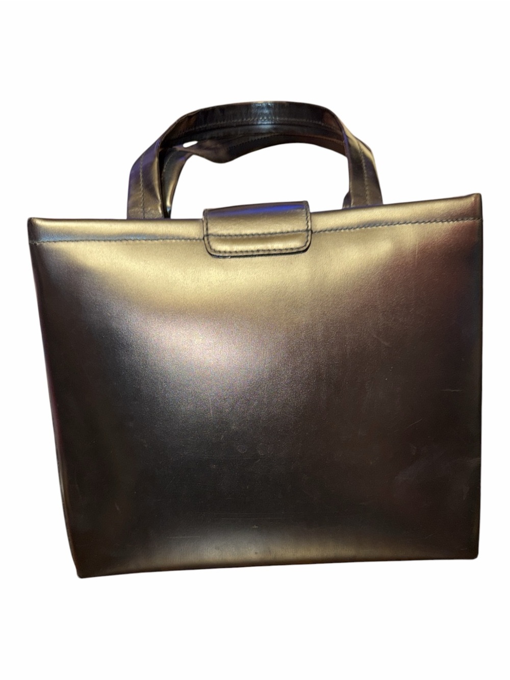 Vintage Salvatore Ferragamo Black Smooth Leather Top Handle Box Bag Tote - Picture 3 of 6